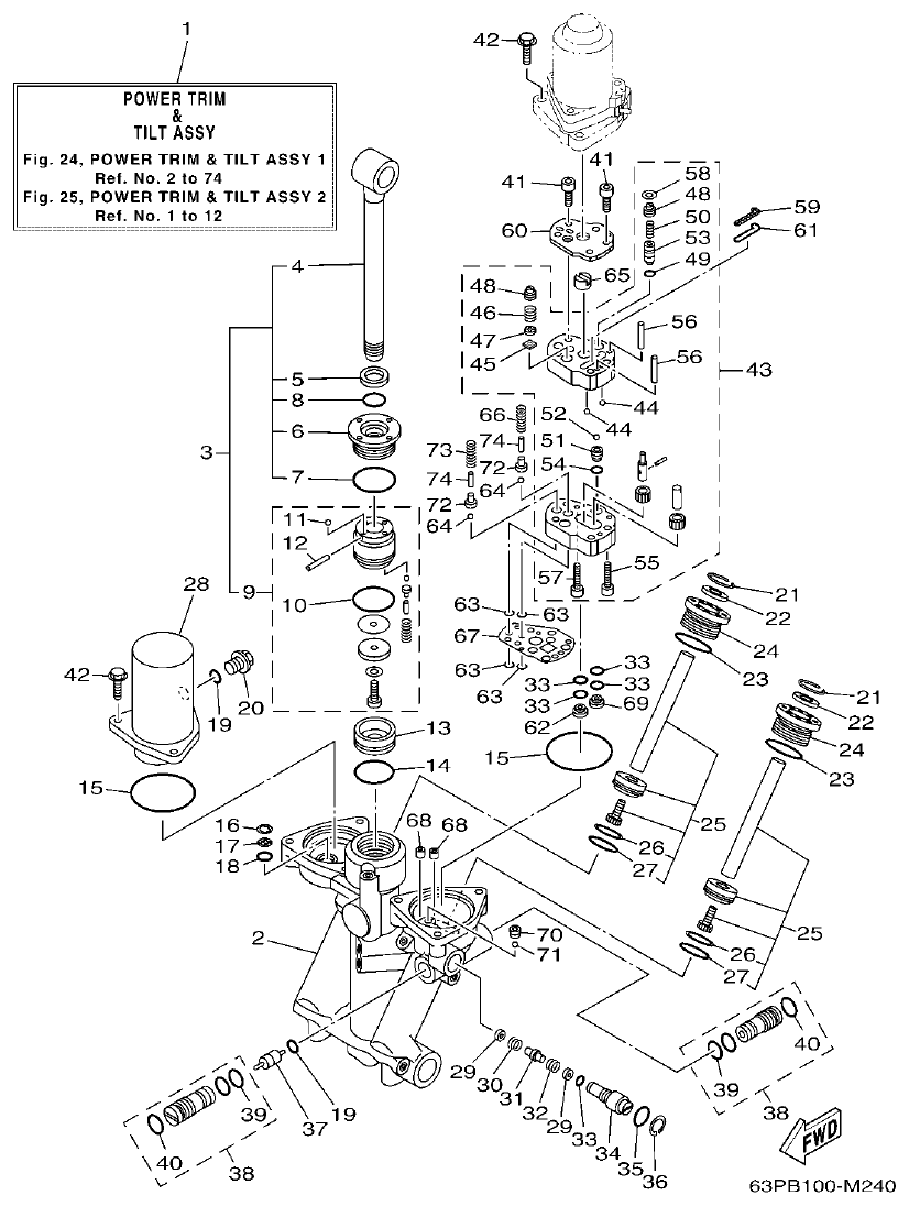 Yamaha F150BET, FL150BET POWER TRIM & TILT ASSY 1 parts diagram